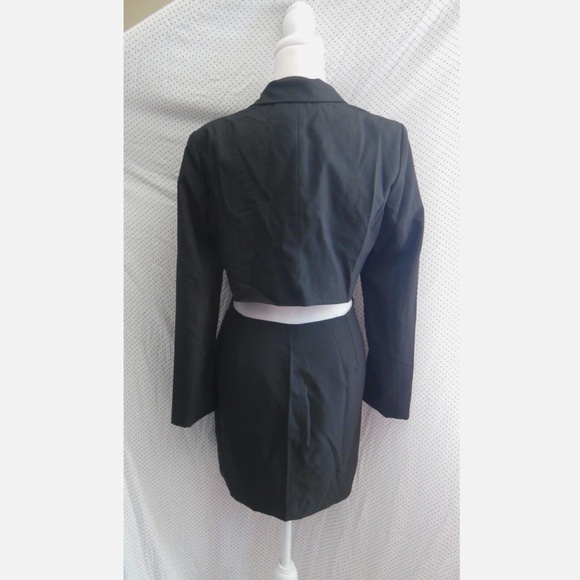 NEW KNOW ONE CARES Black OPEN BACK Blazer TUXEDO Crepe COCKTAIL Mini DRESS M - Picture 7 of 11